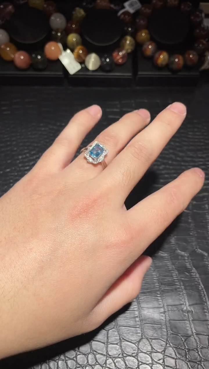 【闪购商品】托帕石戒指银S925镶嵌托帕戒指