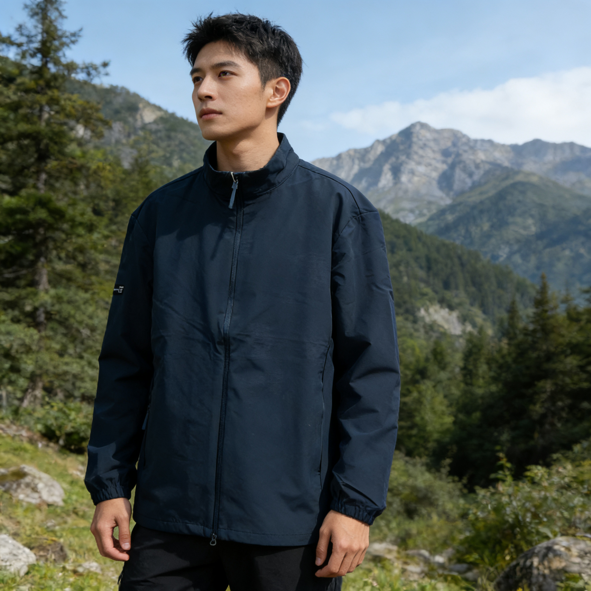 0203【防风保暖】男士夹克春秋季户外休闲立领大码宽松中青年外套