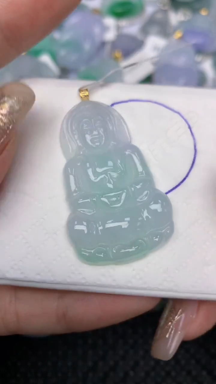 颈饰18K金镶嵌翡翠天然缅甸翡翠a货百元以上9元证书费自理