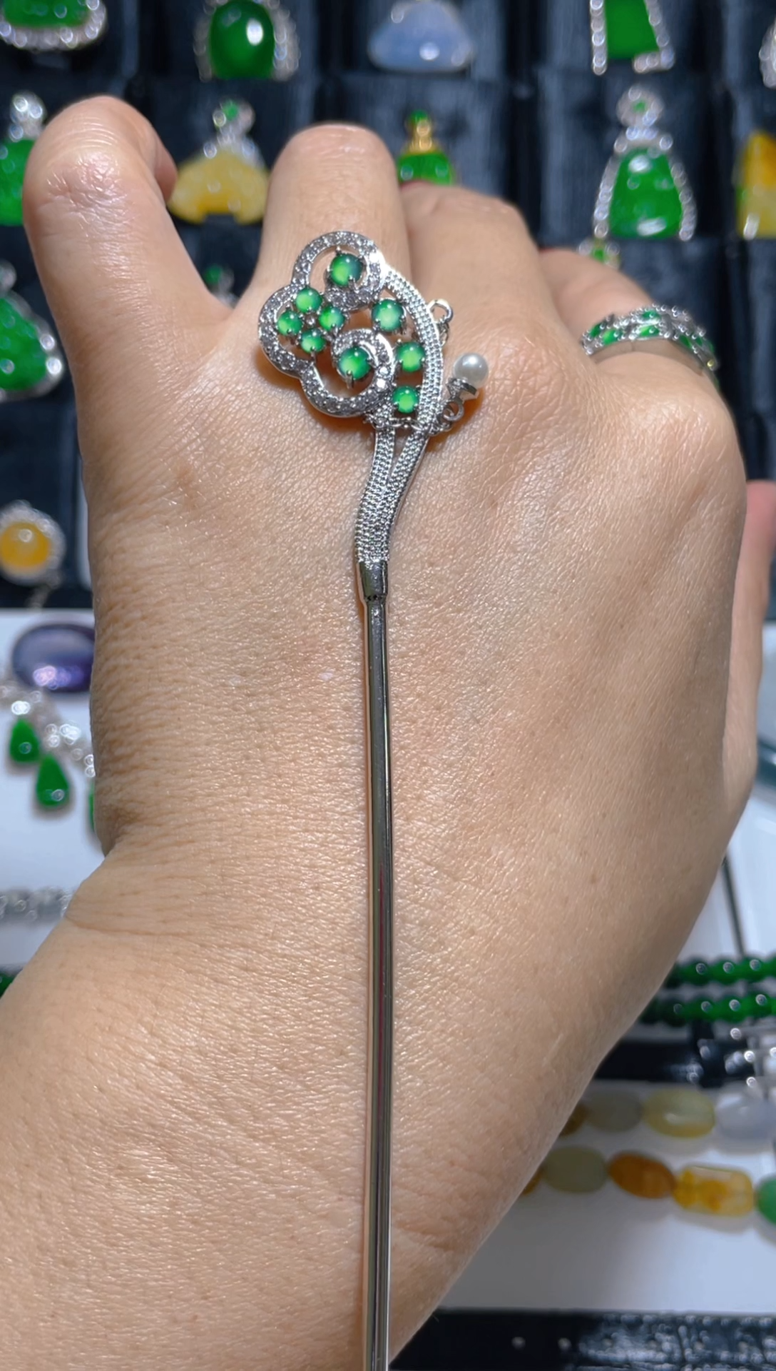 翡翠未镶嵌发簪天然翡翠多样性发货