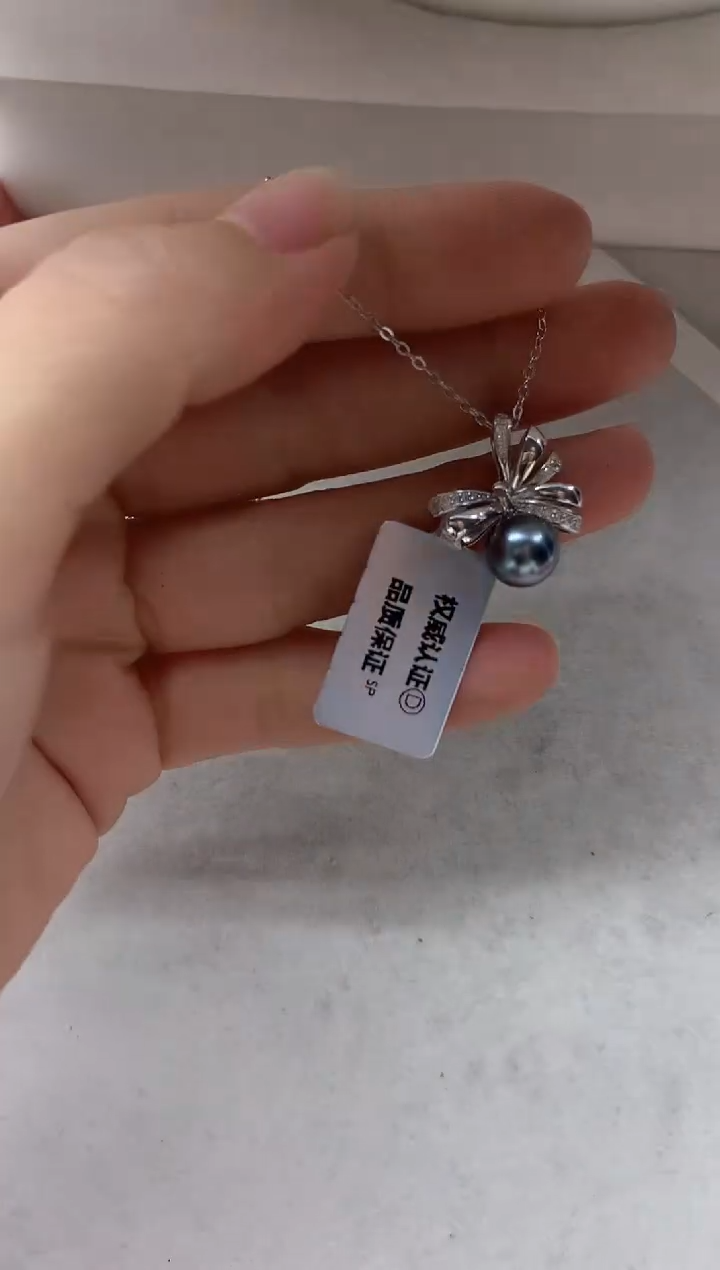 银S925镶嵌套链海水珍珠N****?1
