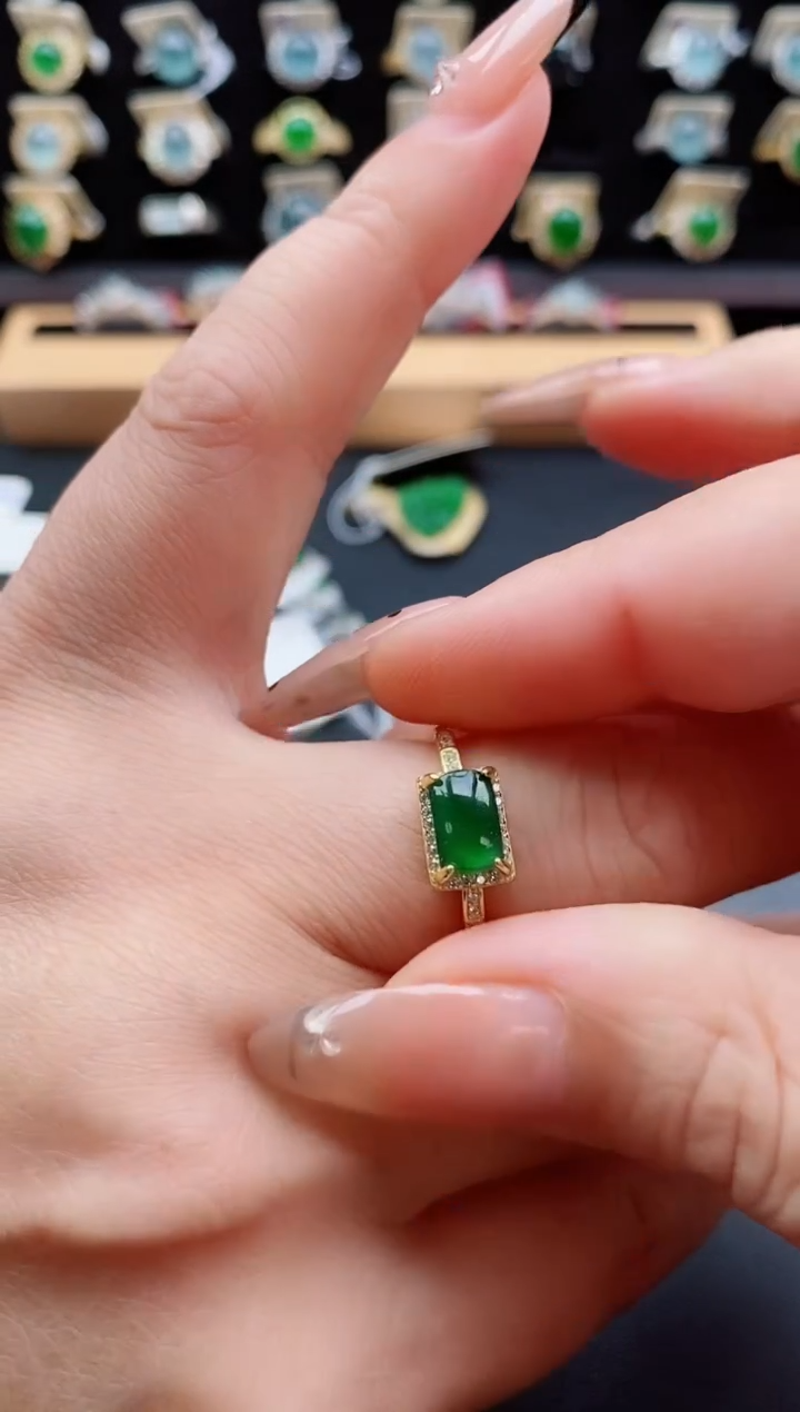 银S925镶嵌戒指翡翠1