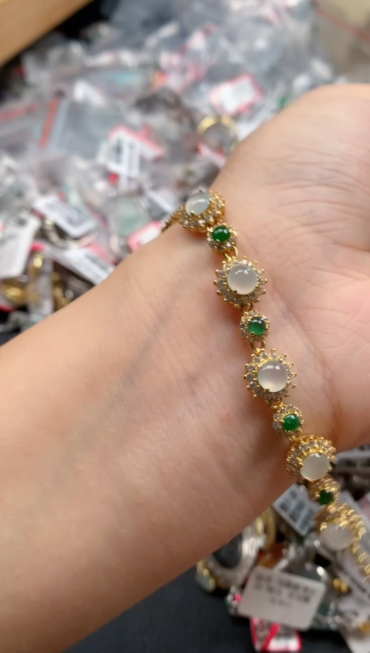 翡翠戒指银S925镶嵌天然A货缅甸翡翠