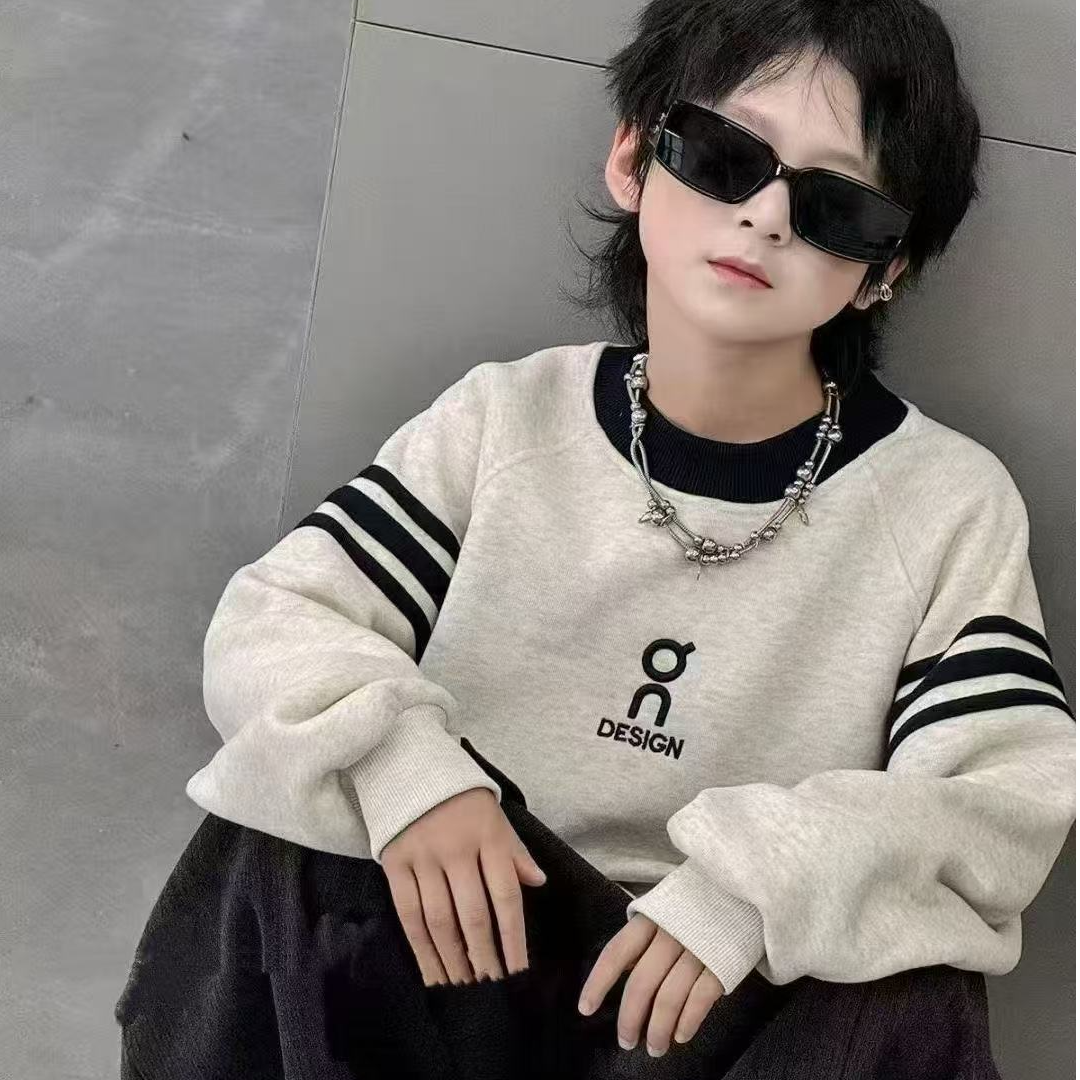 （加绒加厚）男童长袖上衣冬季儿童卫衣时尚宽松印花圆领韩版B20