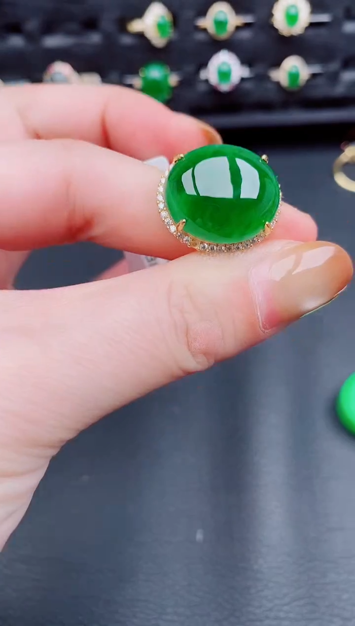 【闪购商品】翡翠戒指银S925镶嵌天然a货翡翠155