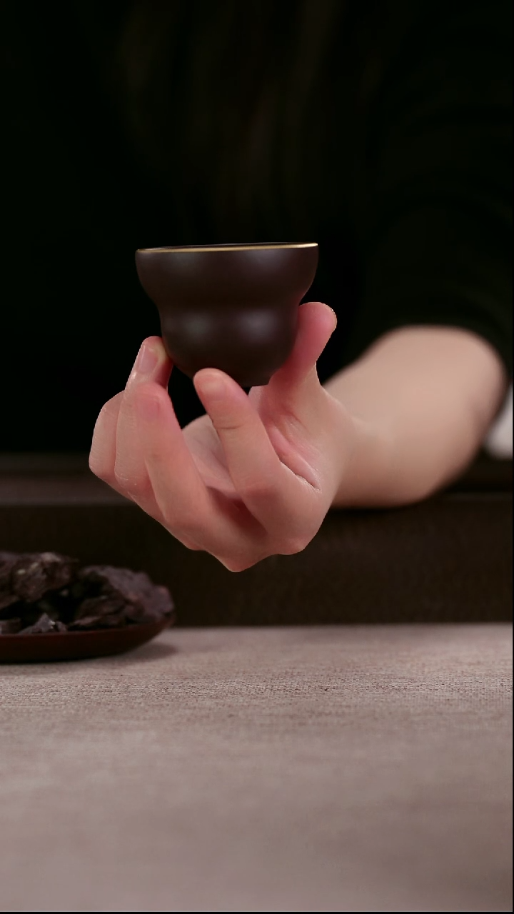 茶壶紫砂四号井茄皮紫泥描金葫芦杯