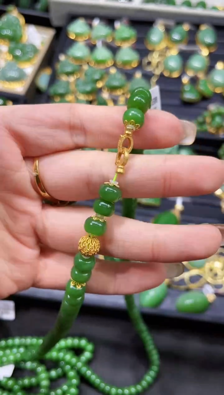 【闪购商品】和田玉毛衣链18K金镶嵌多样性发一