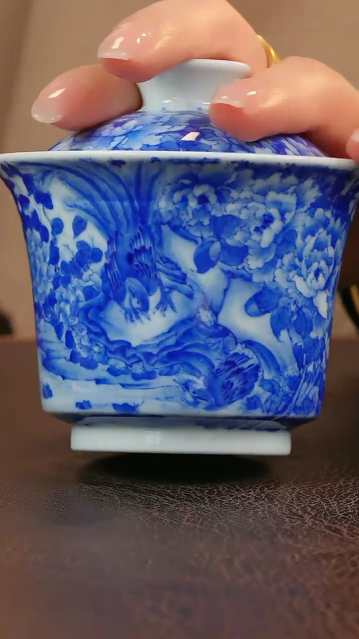 【闪购商品】青山赋花鸟盖碗陶瓷
