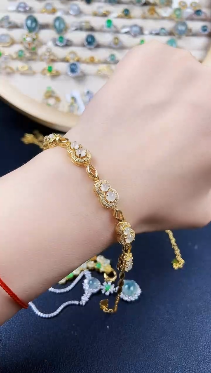【闪购商品】银S925镶嵌翡翠手链4646456