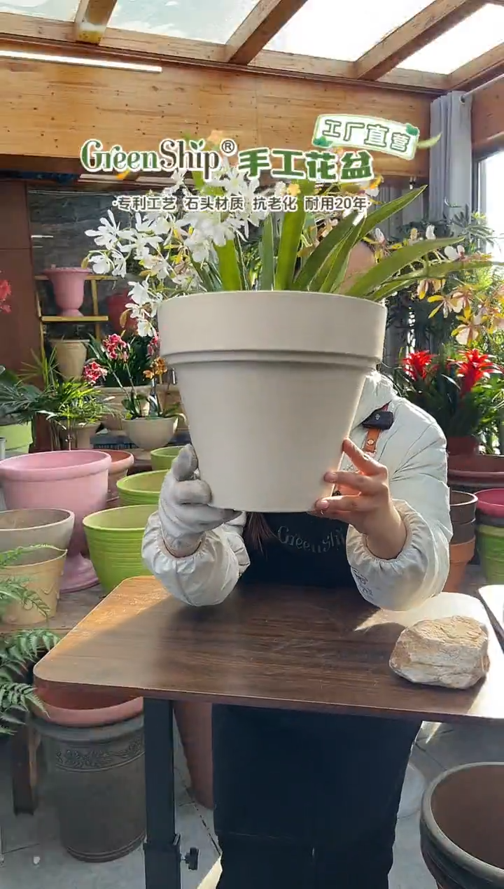 25.5*22/OT25/白色镜面手工拉丝花盆外贸尾单