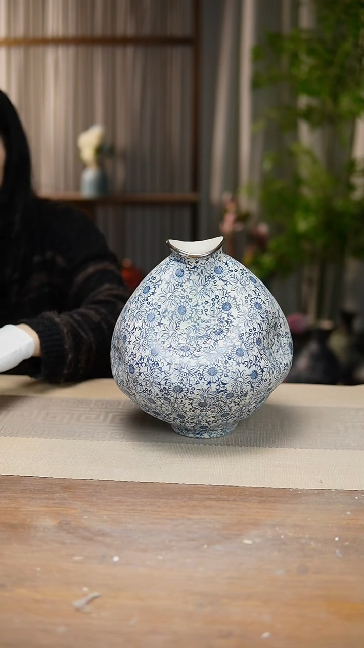 【闪购商品】陶瓷   花器青花瓷向日葵大肚