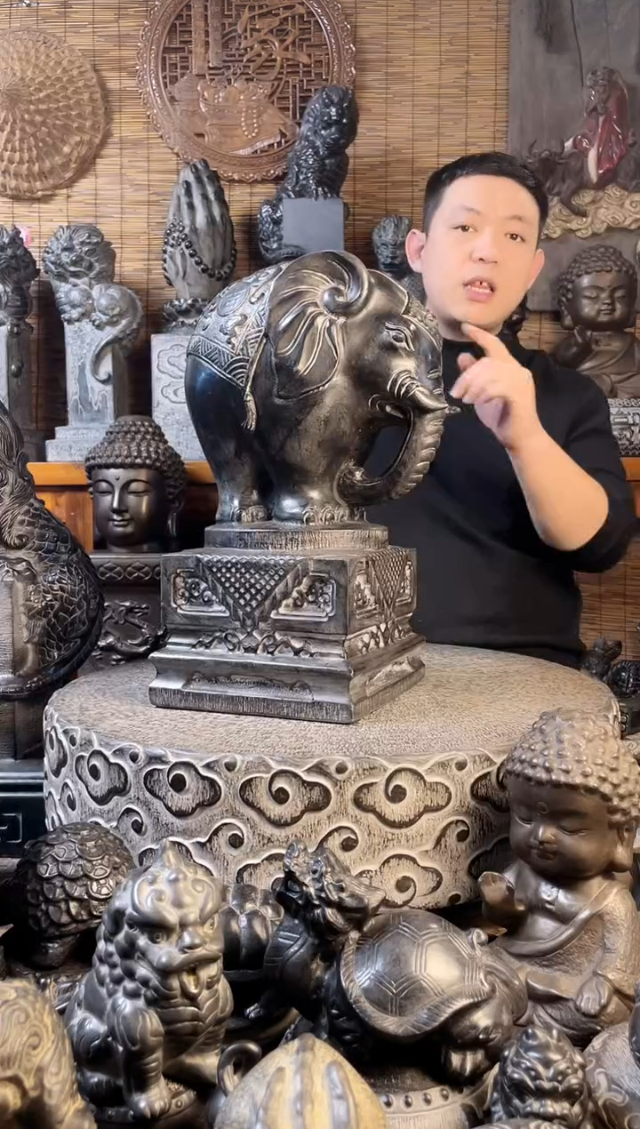 【闪购商品】42象墩一对天然青石雕刻