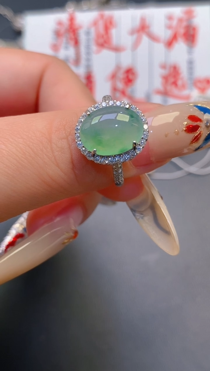 【闪购商品】翡翠耳饰银S925镶嵌天然A货翡翠1