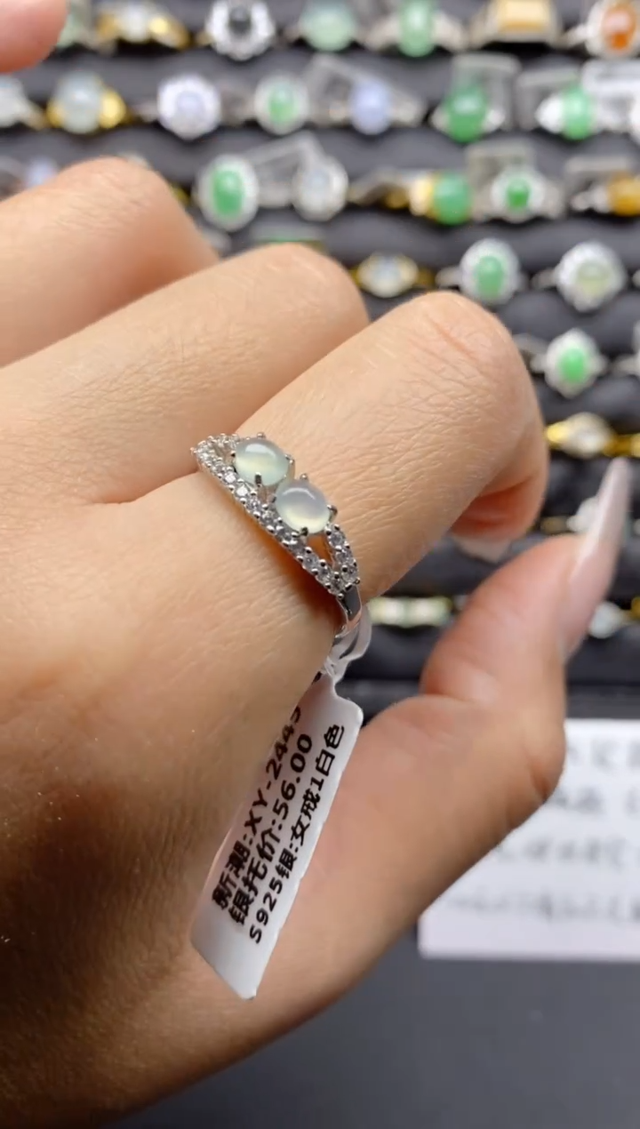 【闪购商品】翡翠戒指银S925镶嵌S925银镶嵌翡翠戒指
