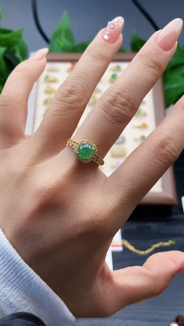 银S925镶嵌戒指翡翠12