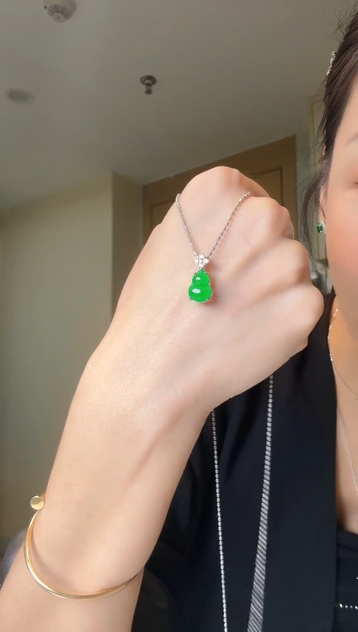 翡翠银S925镶嵌吊坠(不含链)天然翡翠吊坠