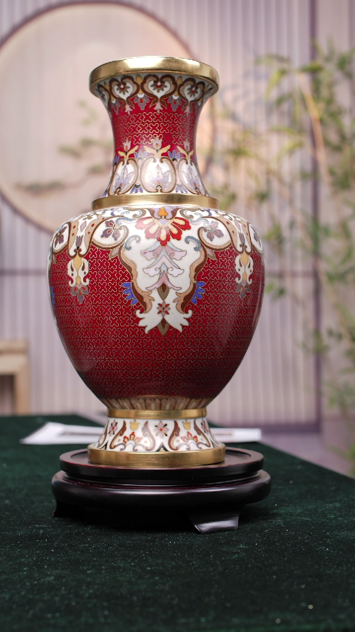 【闪购商品】非遗技艺 景泰蓝富贵连年瓶红色