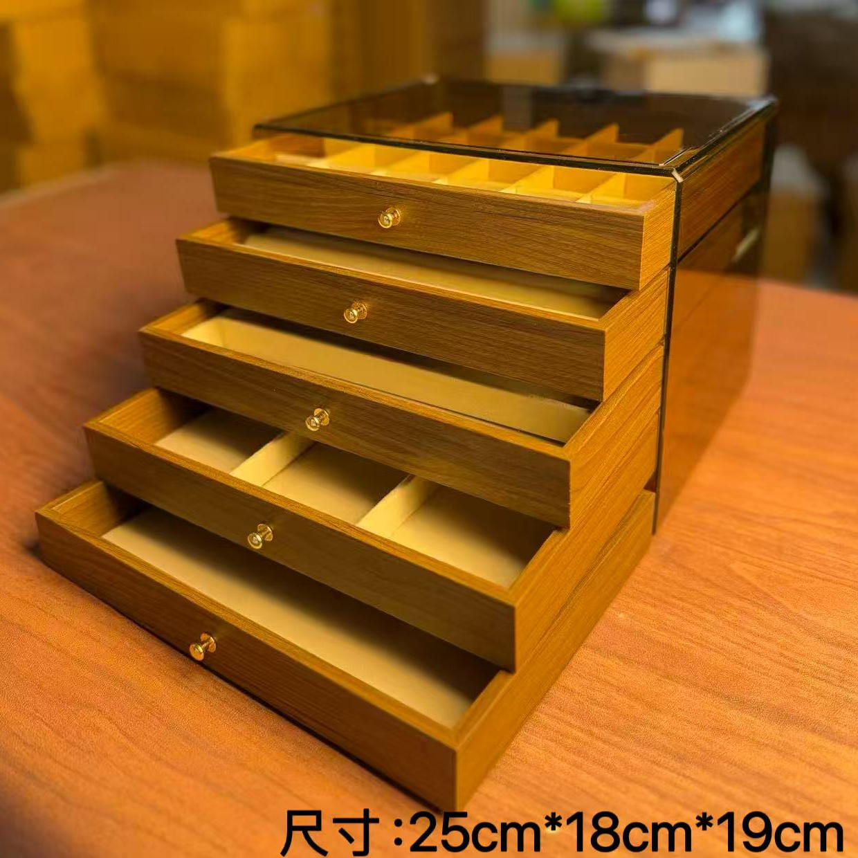 特大五层高档精致胡桃木纹大五层耳钉饰品头饰手饰手表桌面收纳盒