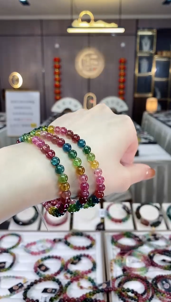 【闪购商品】碧玺三圈手串5mm+未镶嵌一物一证dan