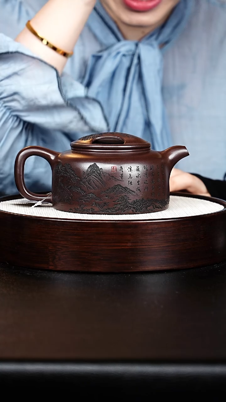 茶壶紫砂牛盖莲子