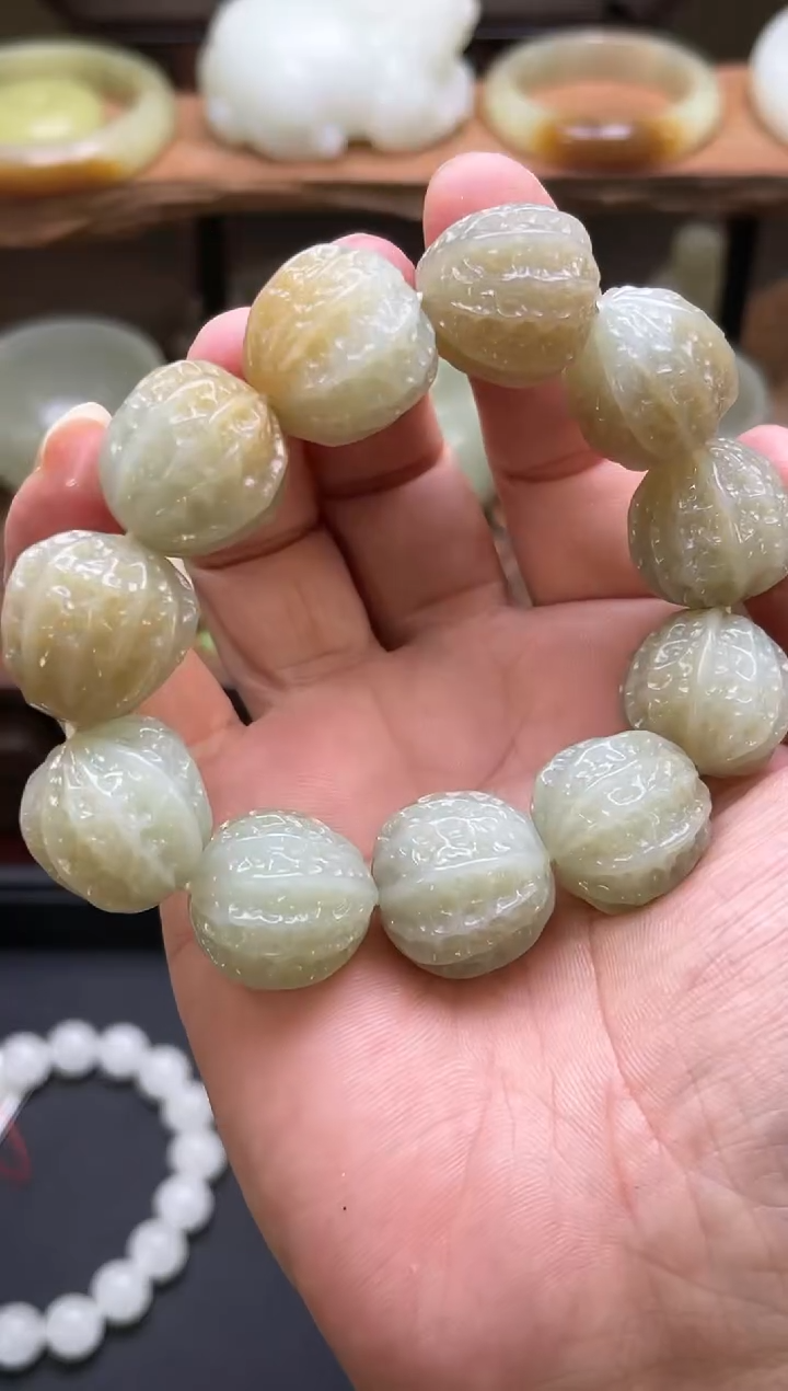 【闪购商品】和田玉手串未镶嵌D卡20且末迪克兰核桃手串 多样性发一