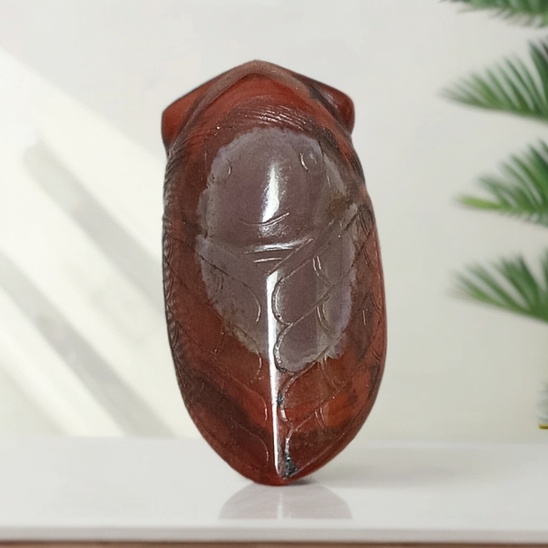 红镐玛瑙玉佩蝉挂件把件摆件