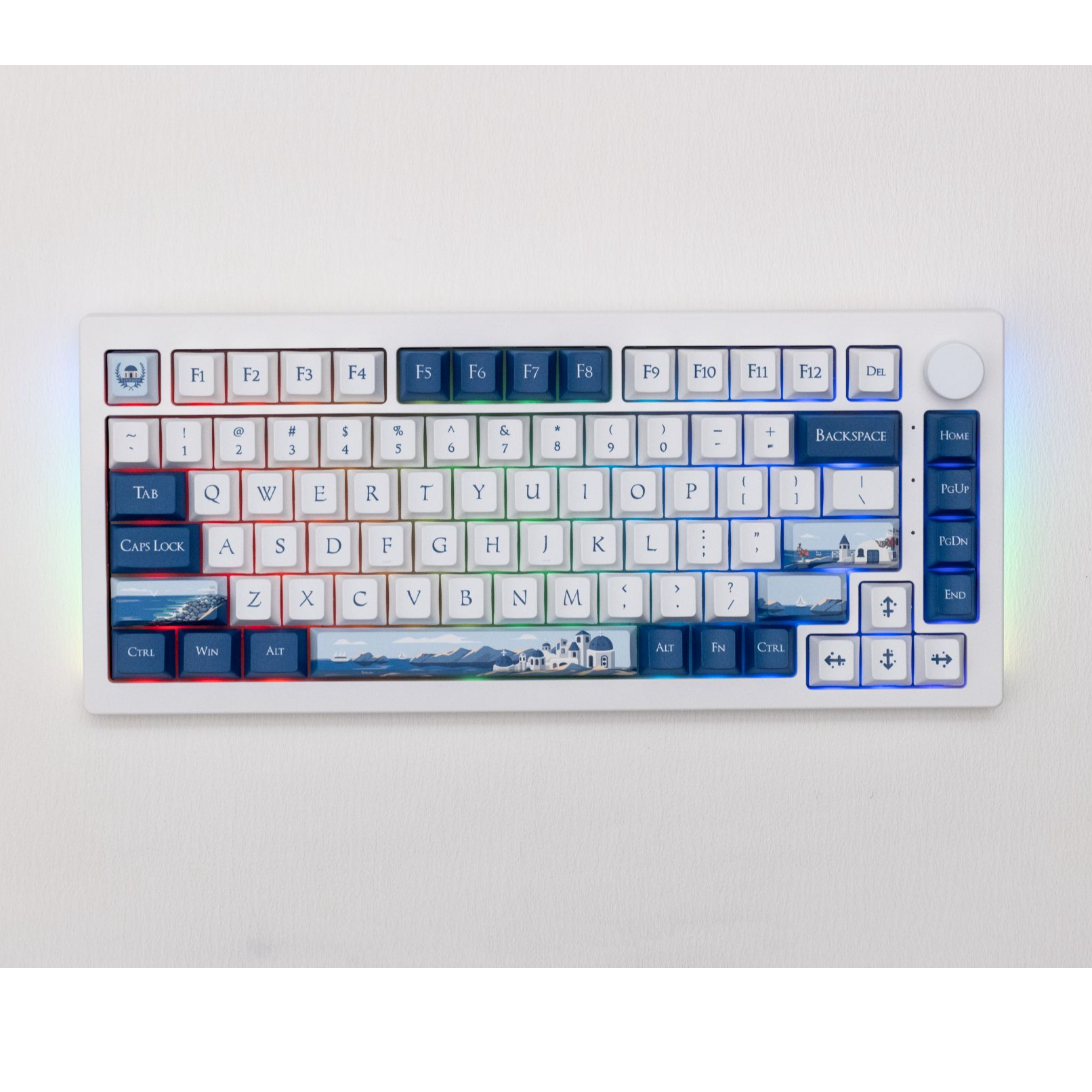 akko三模机械键盘圣托里尼5075B旋钮RGB热插拔电竞键盘球帽键盘