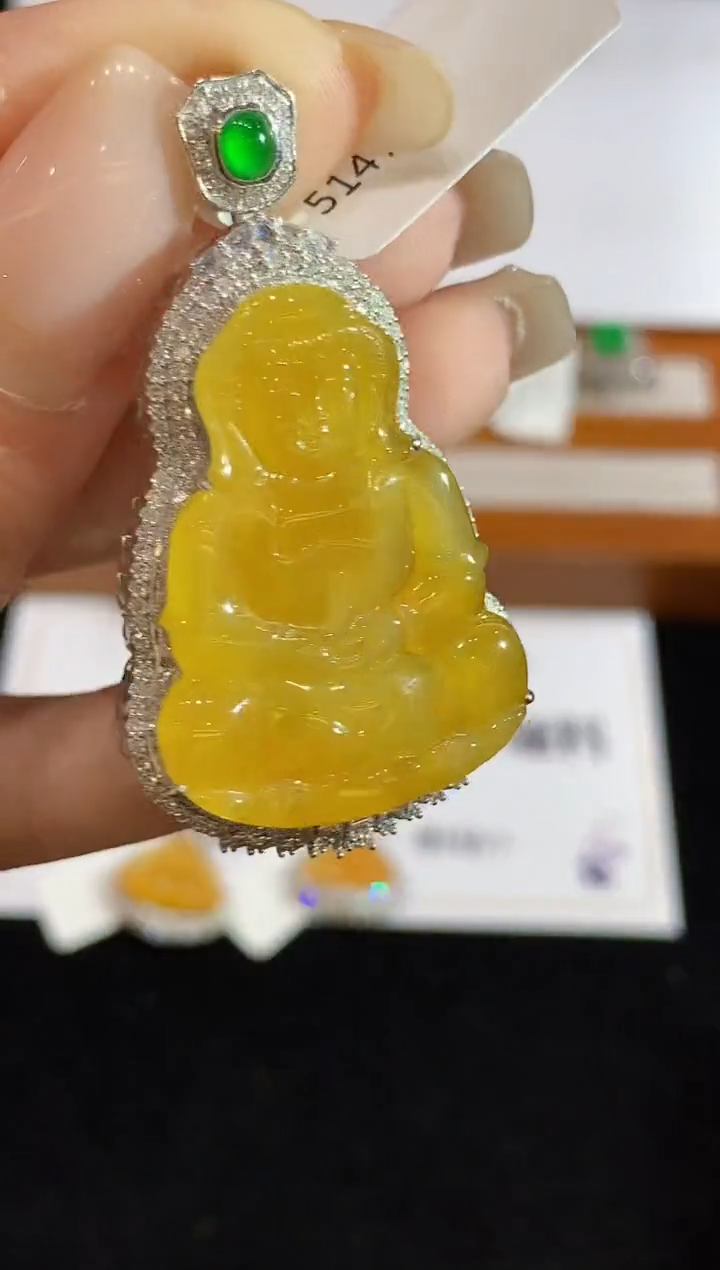 翡翠18K金镶嵌吊坠(不含链)HY多样性发其一