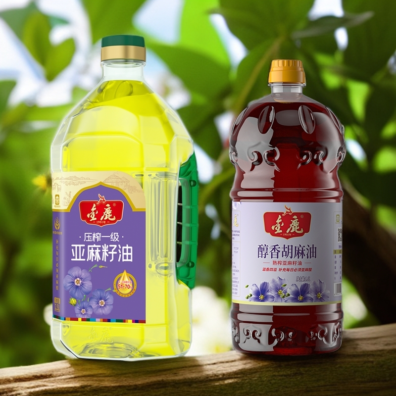 金鹿2.5升亚麻籽油加1.8升胡麻油组合