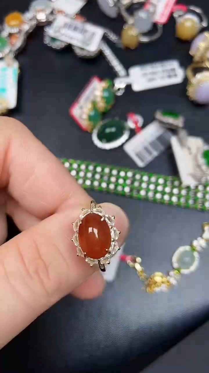 银S925镶嵌戒指翡翠3720