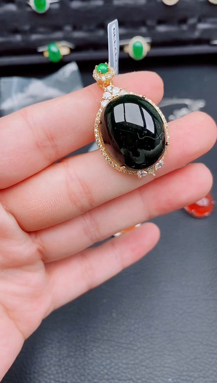 【闪购商品】翡翠颈饰银S925镶嵌天然a货翡翠281