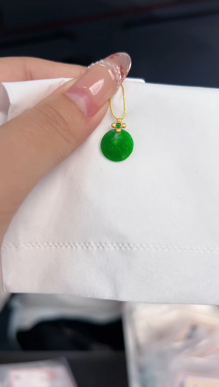 【闪购商品】翡翠颈饰18K金镶嵌缅料A货翡翠/支持复检/一件