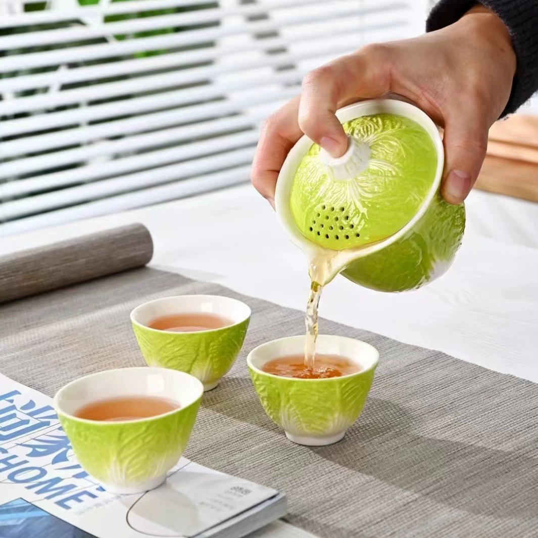 当代 081便携套装百财快客杯一壶三杯公司办公商务陶瓷旅行茶具