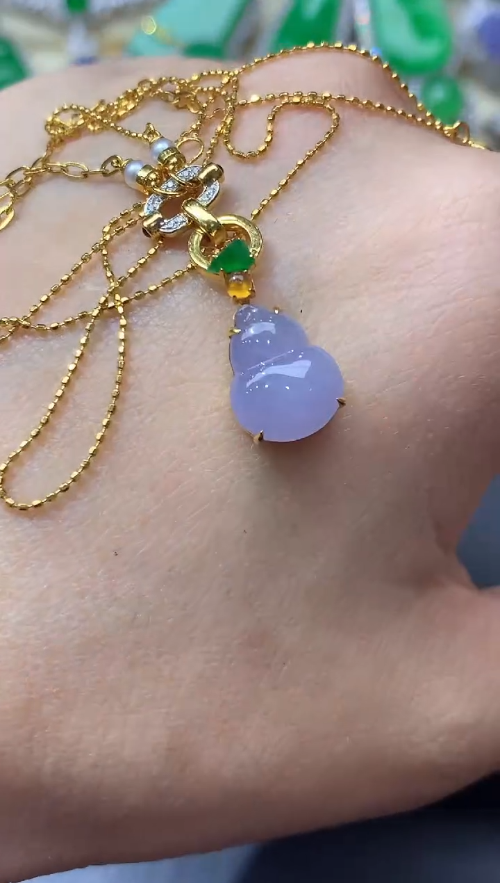 颈饰18K金镶嵌翡翠577-中国好珍宝