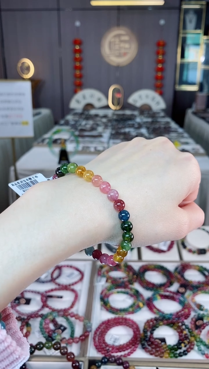 未镶嵌老矿碧玺单圈手串6mm+碧玺dan多样性发货一条