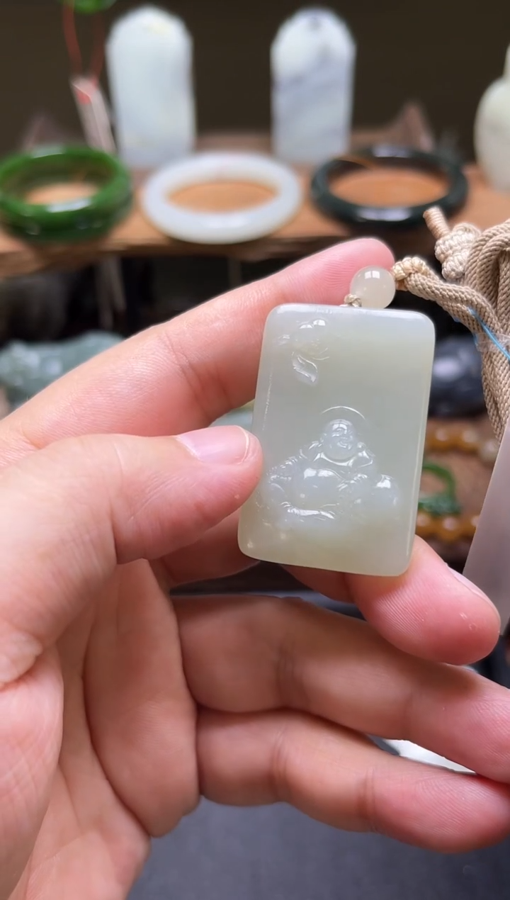 和田玉未镶嵌吊坠(不含链)且末青白 佛公 80785