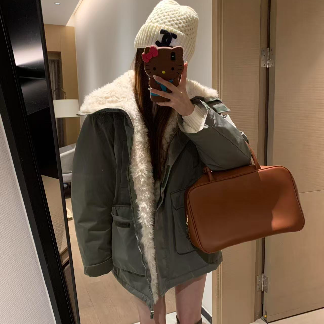 韩系加厚大翻领中长款派克服女2025冬天加厚保暖外套小个子棉衣潮