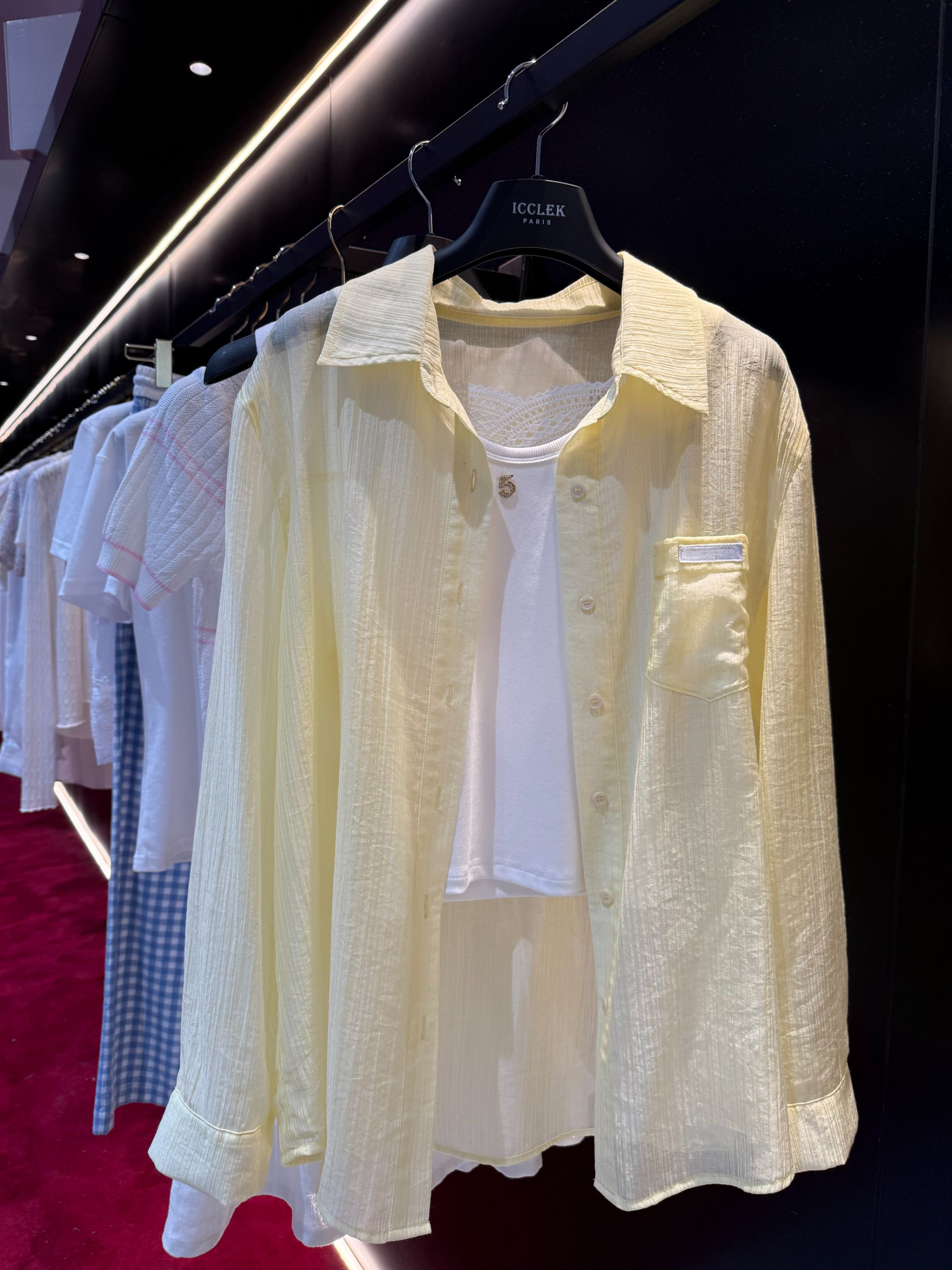 ICCLEK 松弛感黄色条纹衬衫韩系外套防晒气质宽松休闲百 搭 -1186