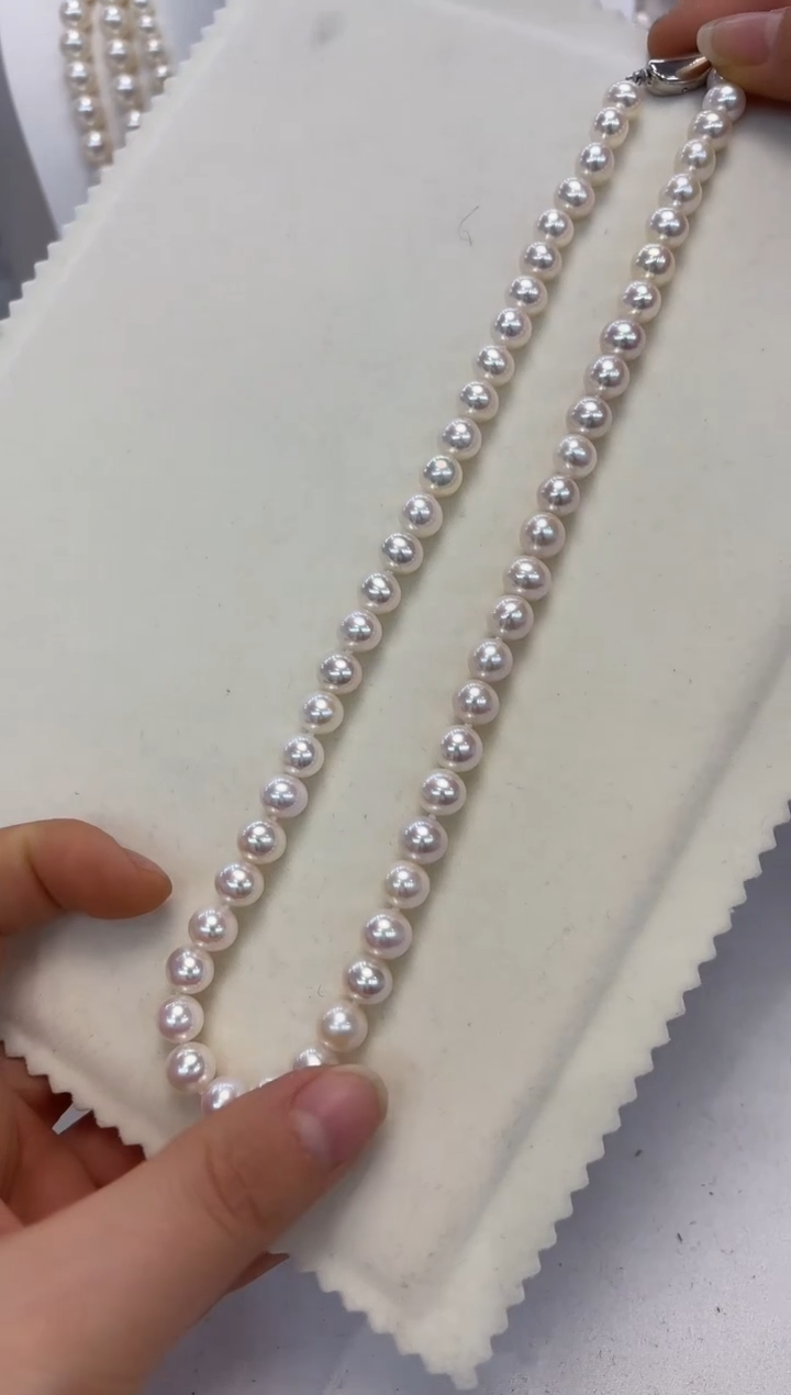 【闪购商品】淡水珍珠项链银S925镶嵌7.5-8.5mm