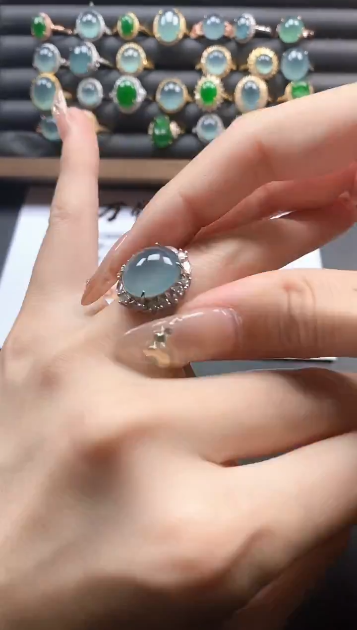 银S925镶嵌戒指翡翠5111