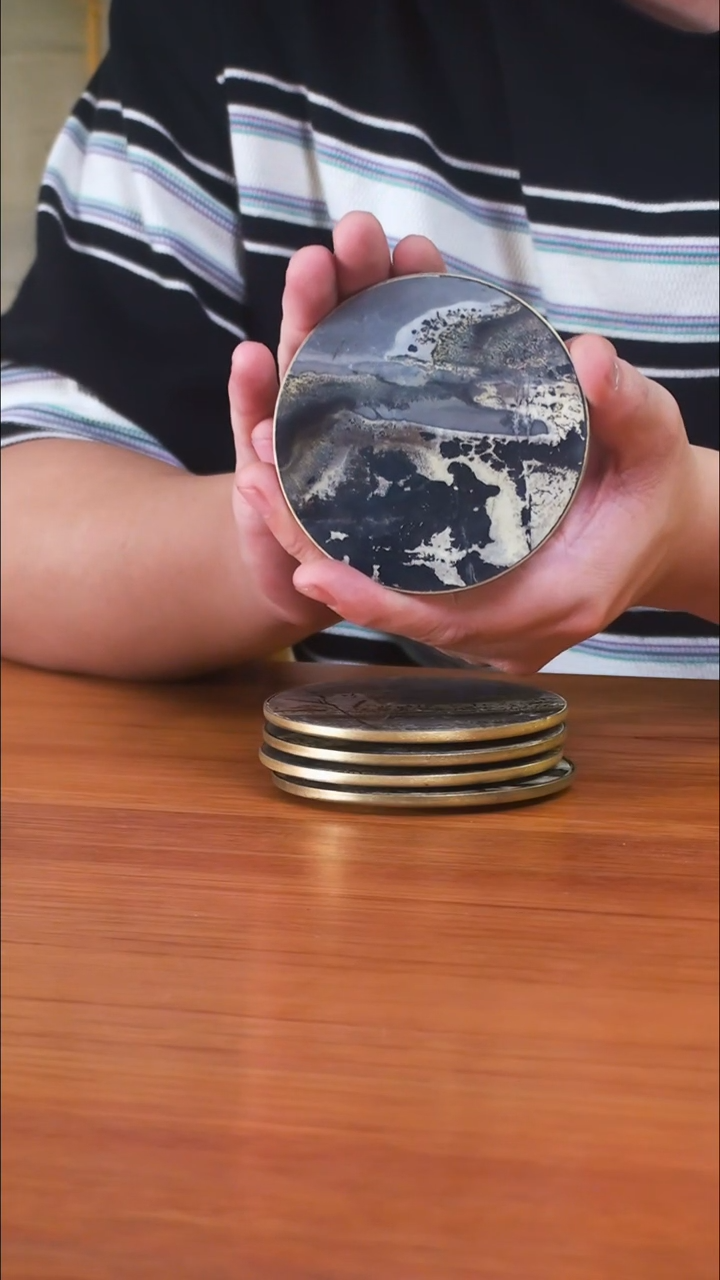 天然国画石茶具套装