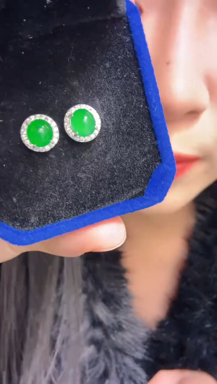 【闪购商品】翡翠耳饰银S925镶嵌耳饰