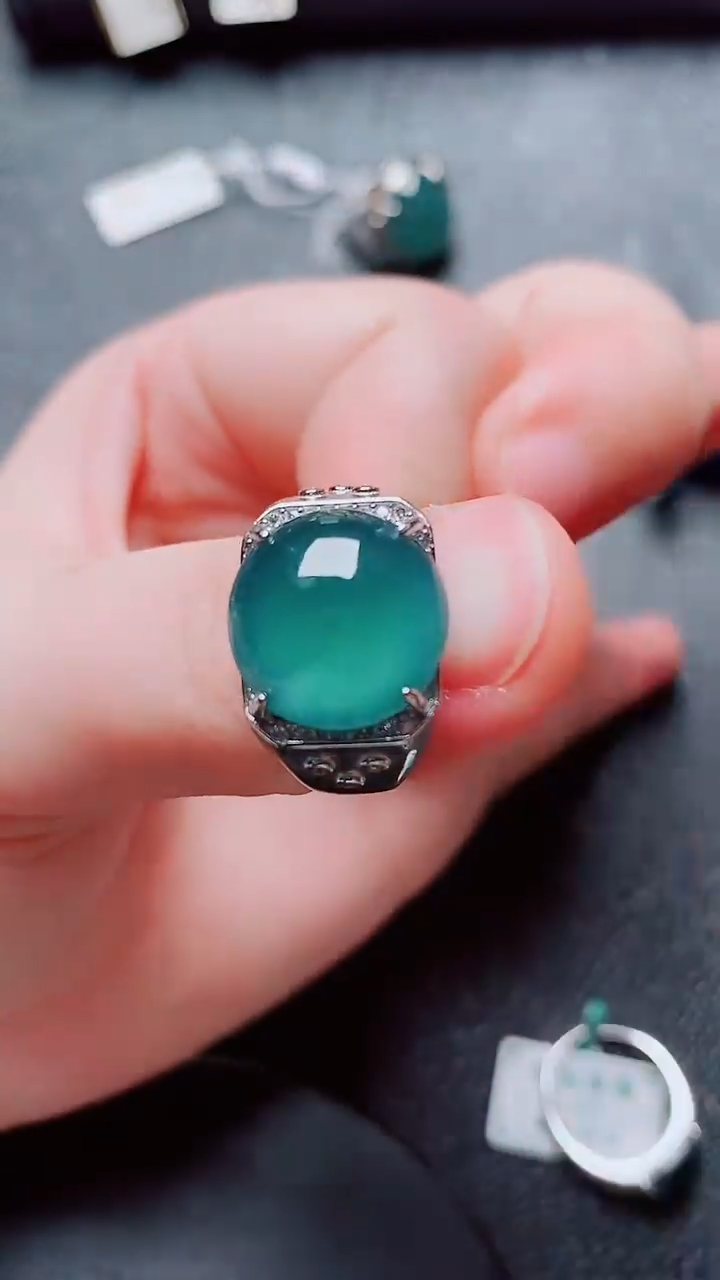 银S925镶嵌戒指翡翠翡翠