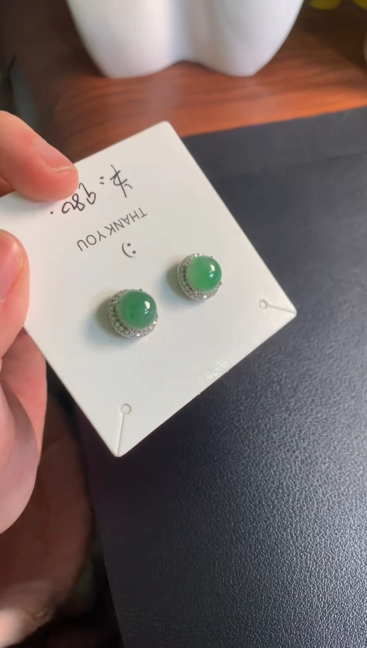 【闪购商品】翡翠耳饰银S925镶嵌翡翠