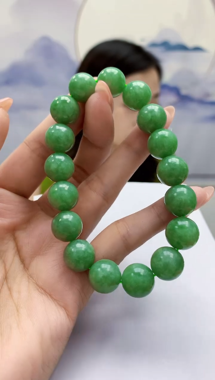 定制翡翠未镶嵌4852MM-毛货手串41