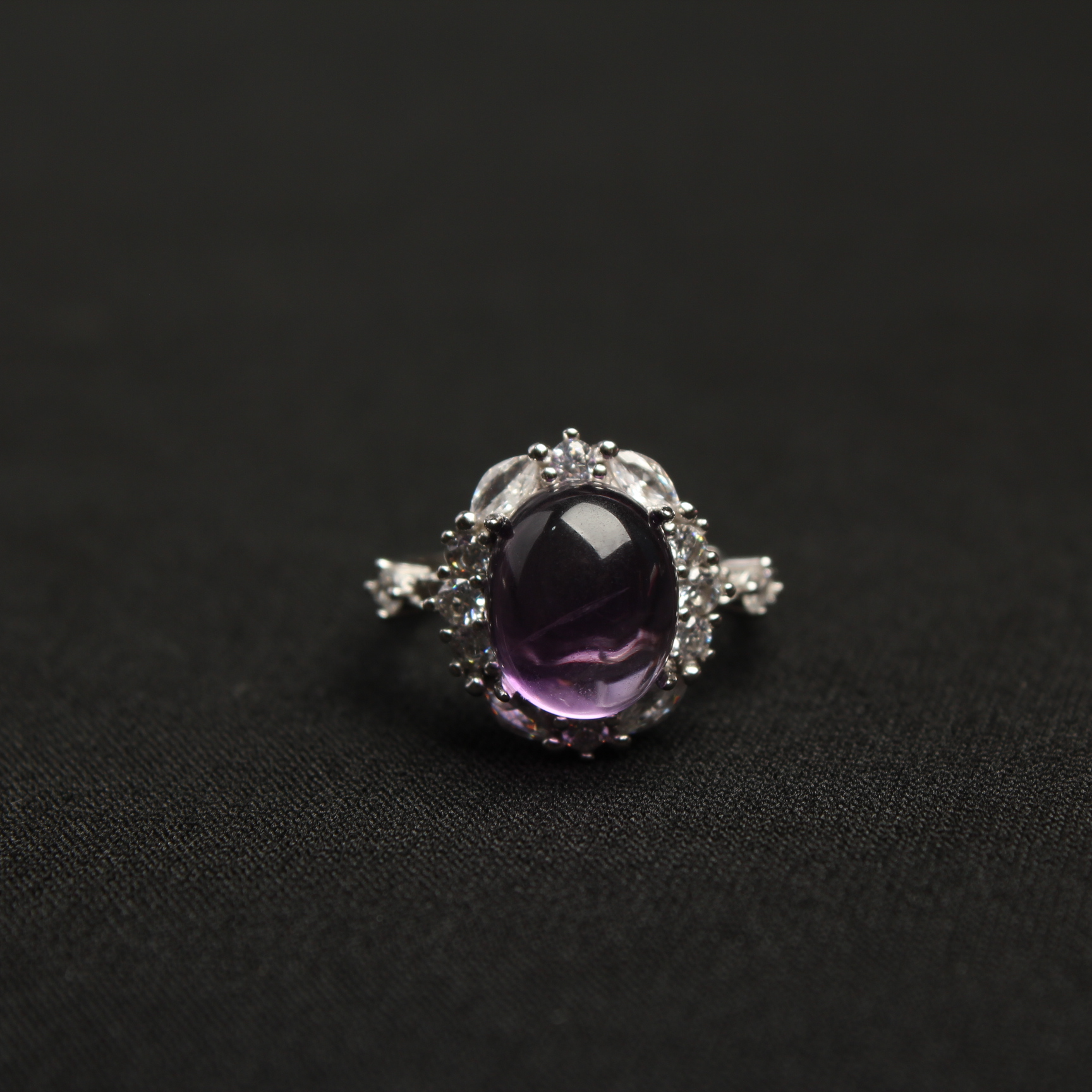 品质珠宝 紫水晶宝石蛋面活口可调节