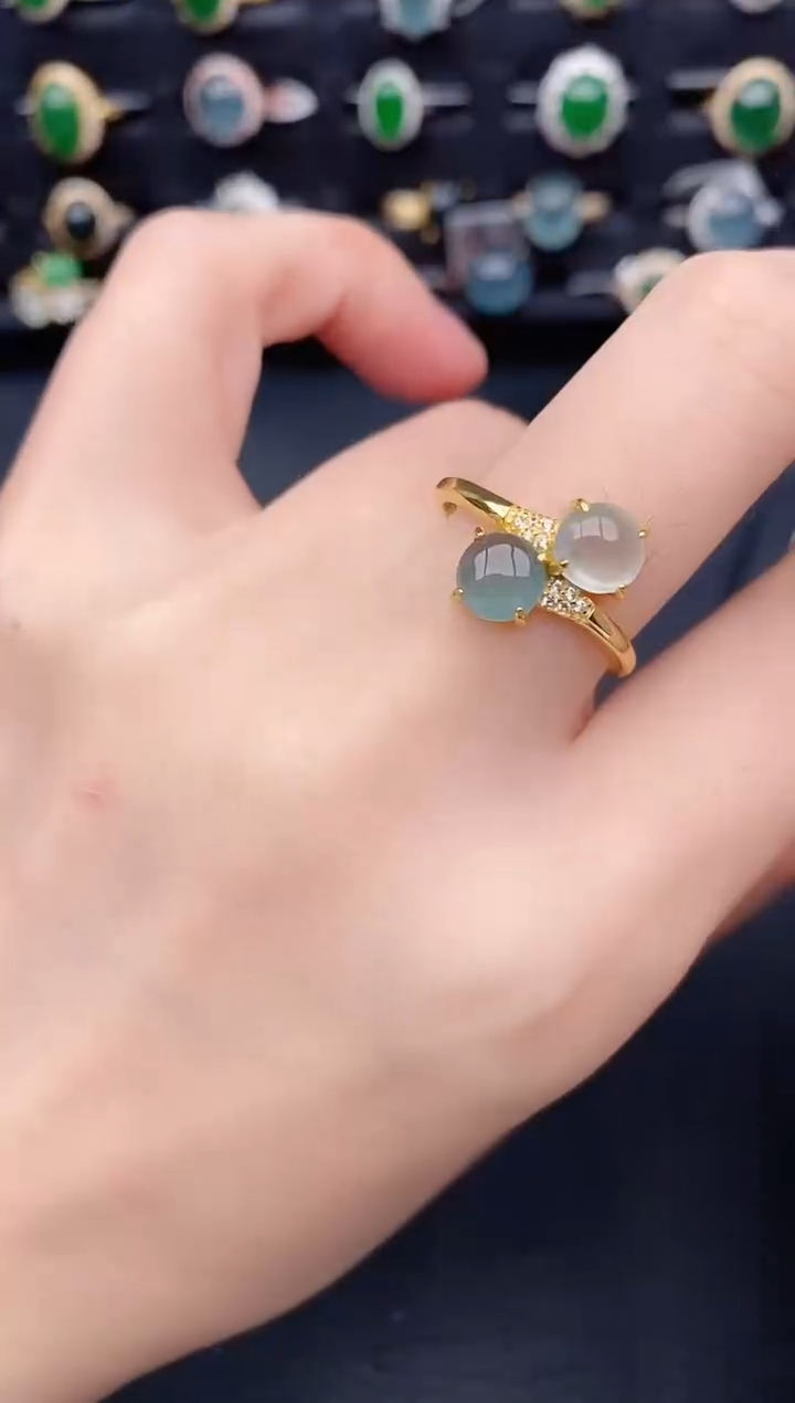 银S925镶嵌戒指翡翠天然a货翡翠395