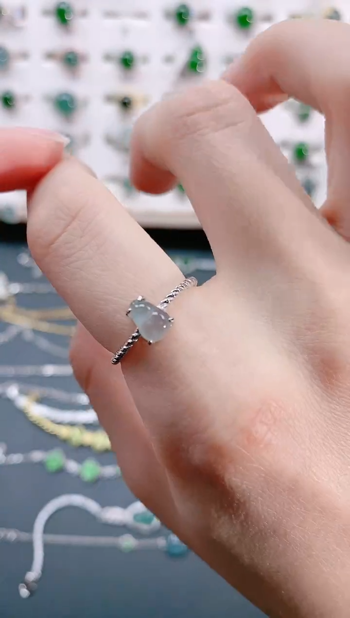 【闪购商品】翡翠戒指银S925镶嵌天然翡翠