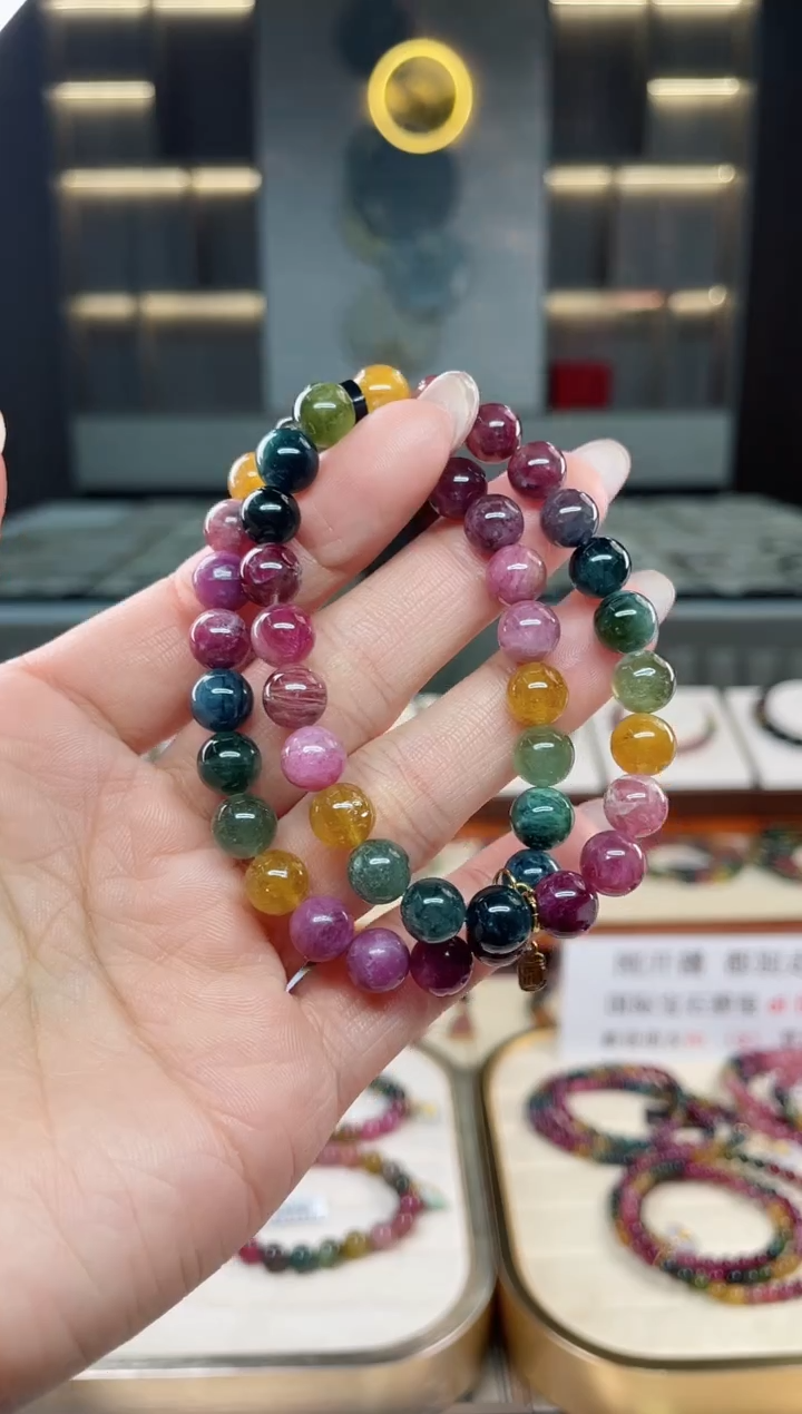 未镶嵌老矿碧玺单圈手串8mm+碧玺（多样性发一条）T