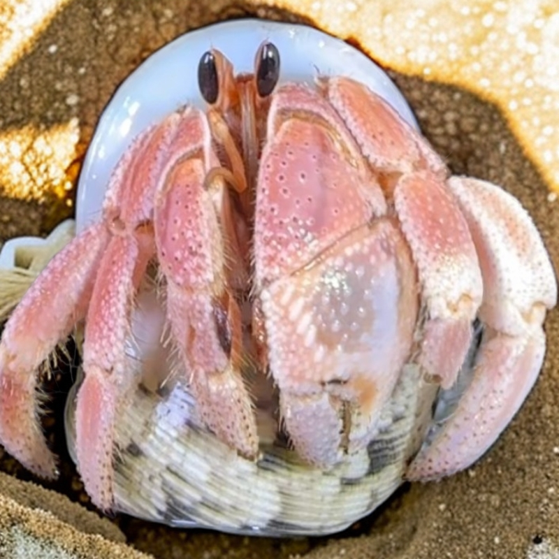 粉灰陆居寄居蟹迷你宠物新手好养桌面网红活体观赏蟹